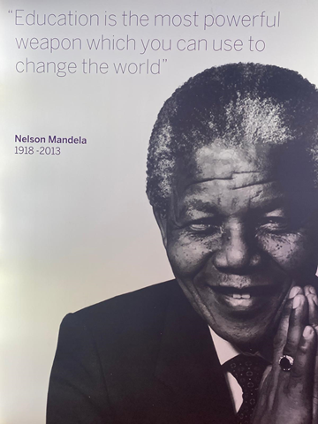 Uitspraak Nelson Mandela "Education is the most powerful weapon which you can use to change the world"